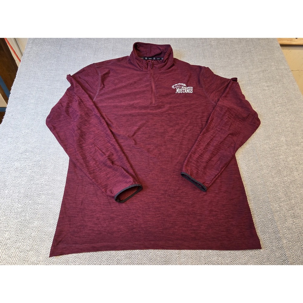 Gap Fit Quarter Zip Pullover Men XL Burgundy Space Dye Morningside Mustangs Logo